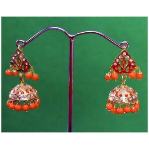 Jadau Gold Polished Traditional Punjabi Jhumki Earrings set J0367