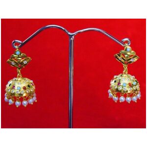 Jadau Gold Polished Traditional Punjabi Jhumki Earrings set J0369