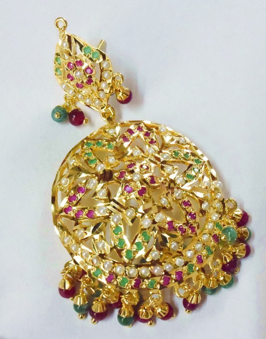 Gold Plated Jadau Bridal Wedding Necklace Earrings set J0378 3