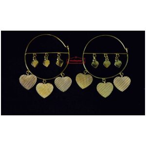 Gold Polished Pipal Pattiyaan Earrings set for giddha bhangra J0449