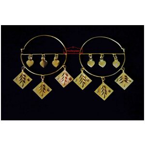 Gold Polished Peepal Patti Earrings set for giddha bhangra J0450