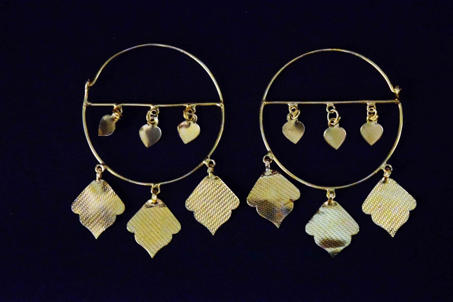 Pipal Pattiyaan Gold Polished Earrings set for giddha bhangra J0452