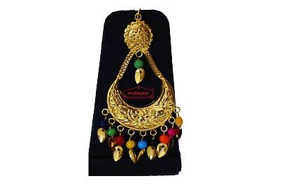 Traditional Punjabi Pendant Earrimgs Tikka Gold Polished Chain Patti Set J0439 2