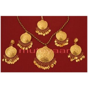 24 Ct. Gold Plated Handmade Necklace Earrings set with matching Tikka J0113