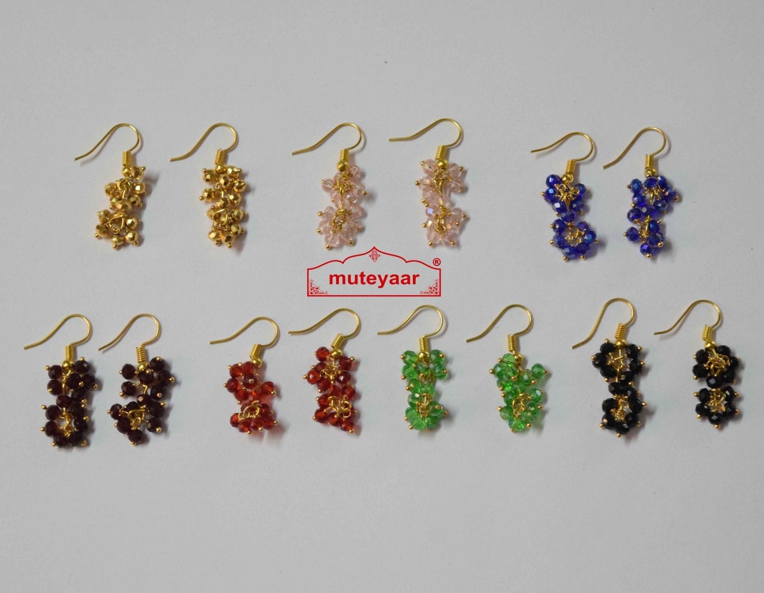 Crystal Jhumki Earrings Bulk Lot of 10 Pairs at Wholesale Price 1