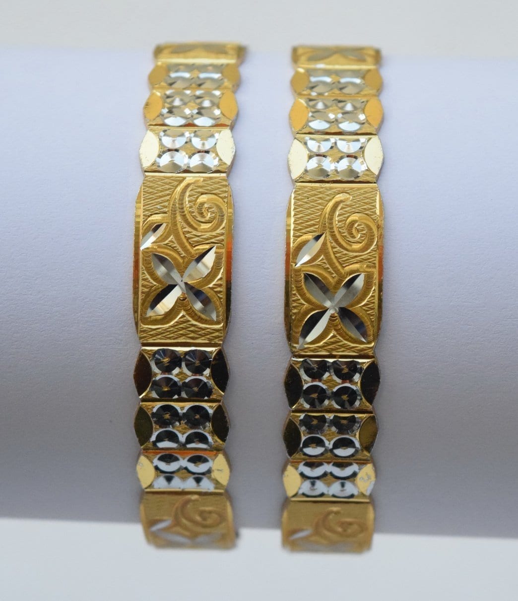 Golden Silver designer kangan bangles set of 2 pieces BN156 2