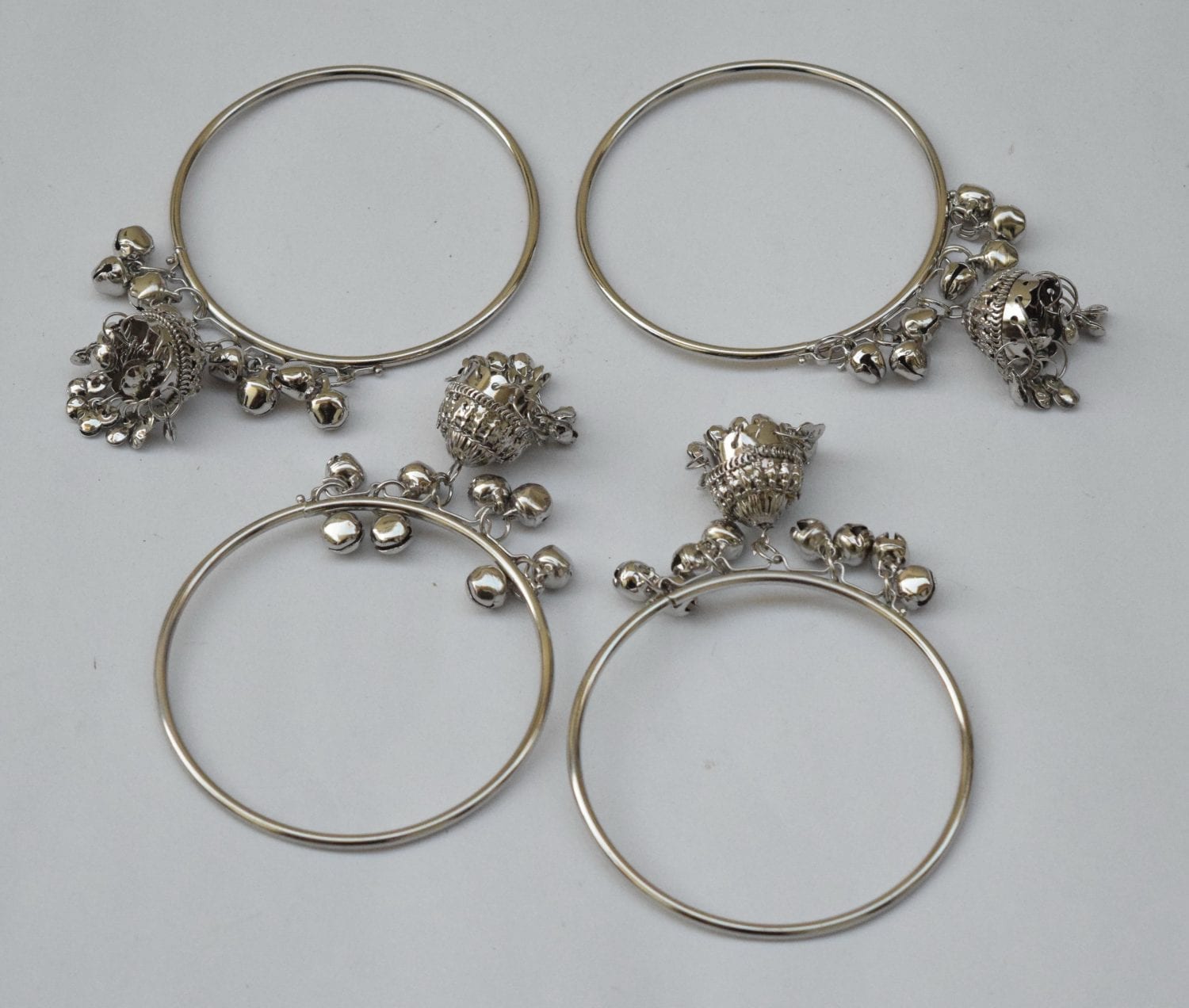 Silver Colour Latkan ghungroo bells bangles set of 4 pieces BN159 1