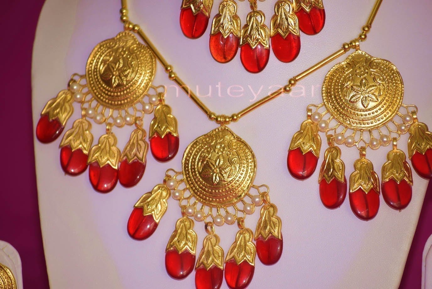 24 Ct. Gold Plated Traditional Punjabi Full Dakh Set jewellery with Tikka J0209 2