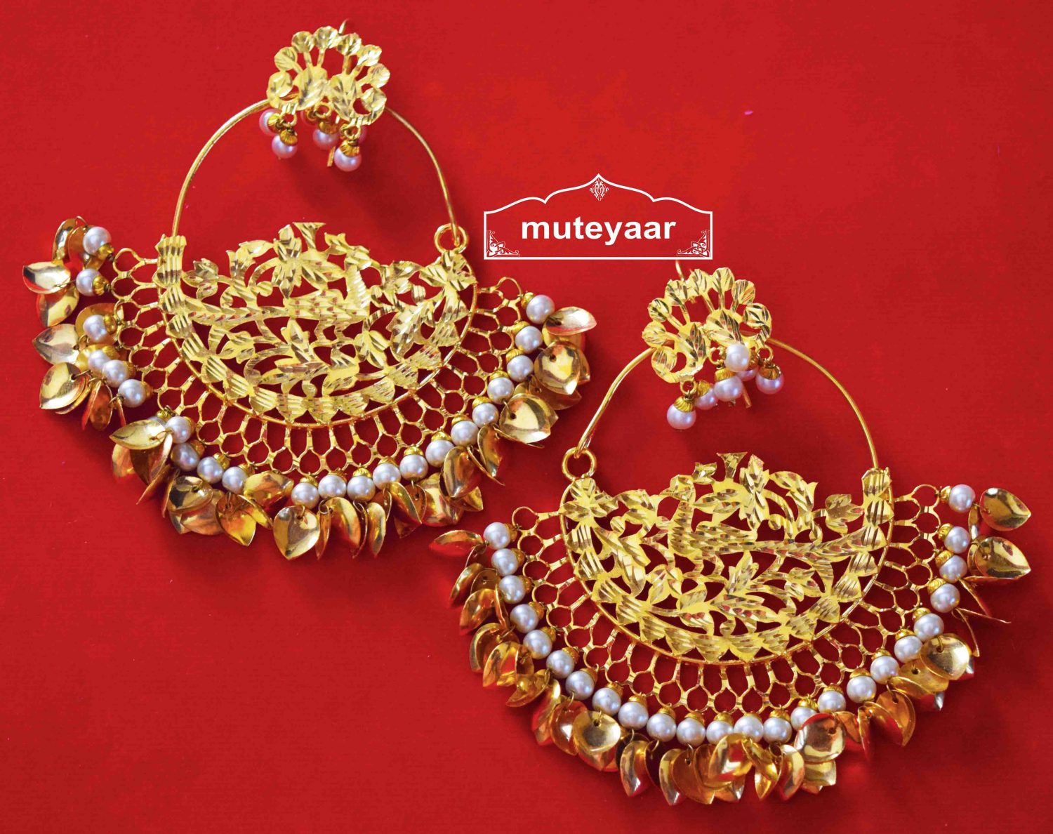 Hand Made 24 ct. Gold Plated Traditional Punjabi Jewellery Morewali Earrings Jhumka J0216 1