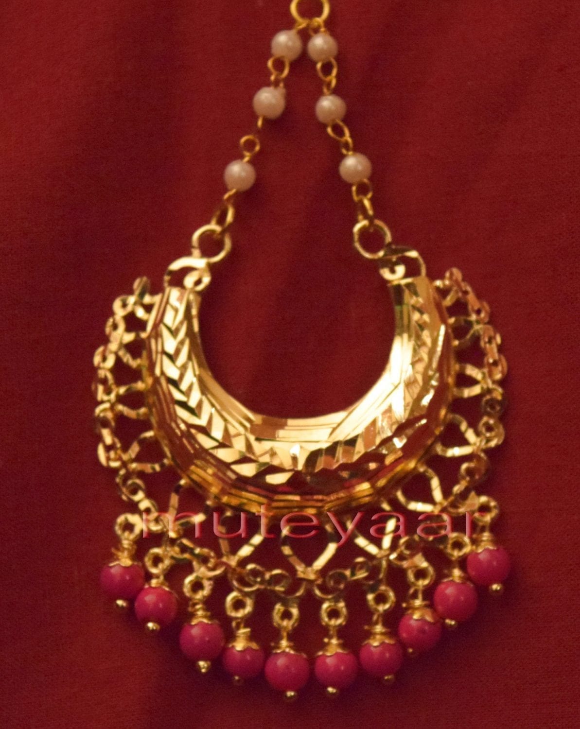 Gold Plated Traditional Punjabi Jewellery Earrings + Tikka set J0232 3