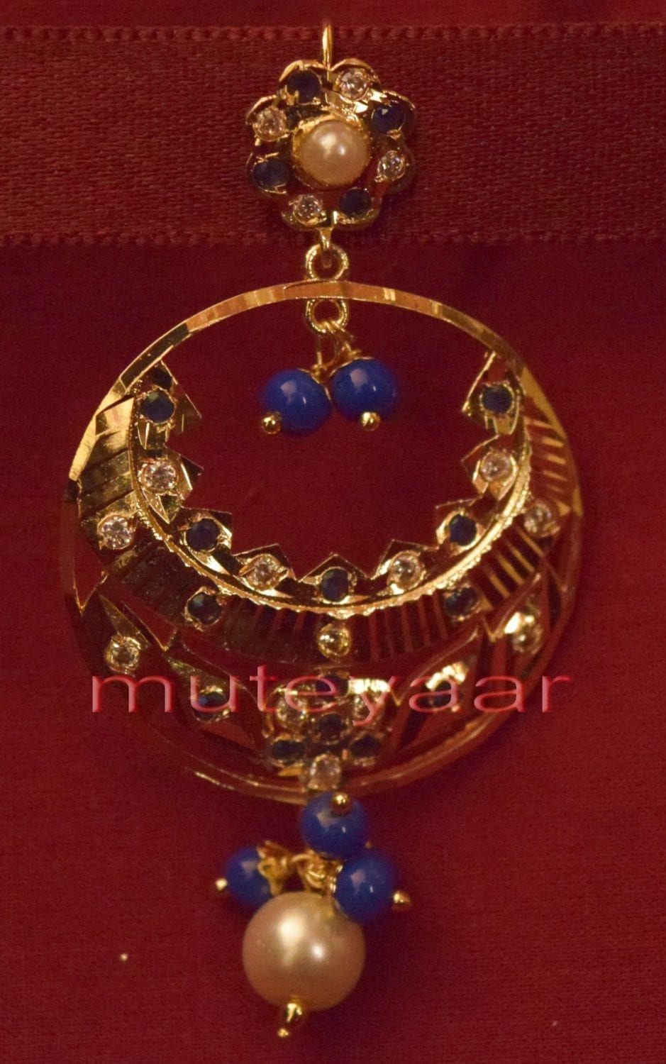 Gold Plated Traditional Punjabi Jewellery Earrings + Tikka set J0234 2