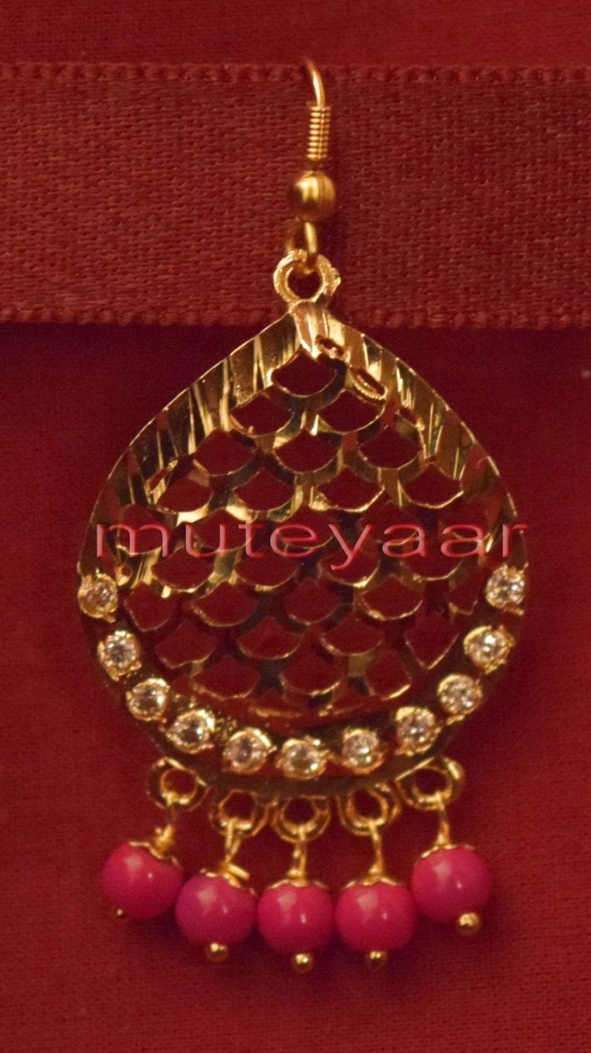 Gold Plated Traditional Punjabi Jewellery Earrings + Tikka set J0244 2