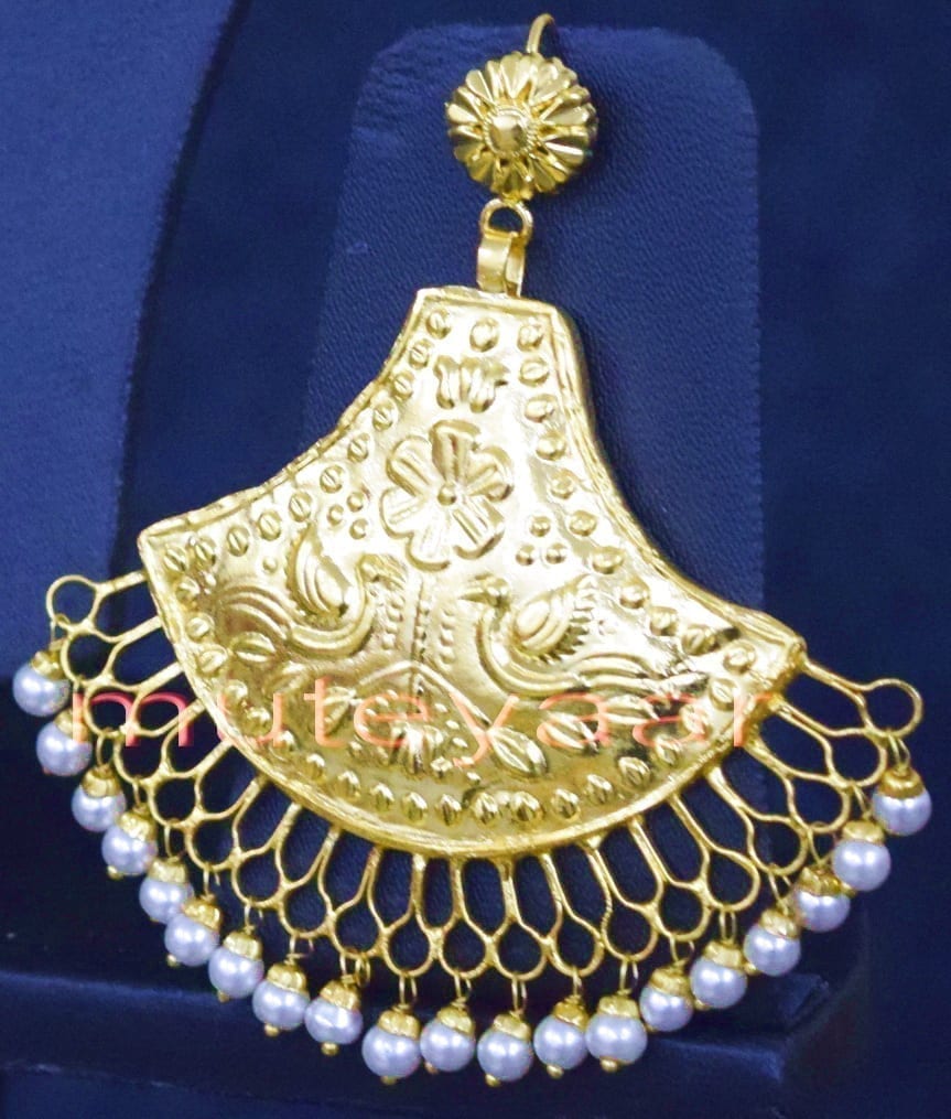 24 Ct. Gold Plated Traditional Punjabi Handmade jewellery Pendant Earrings set J0250 4