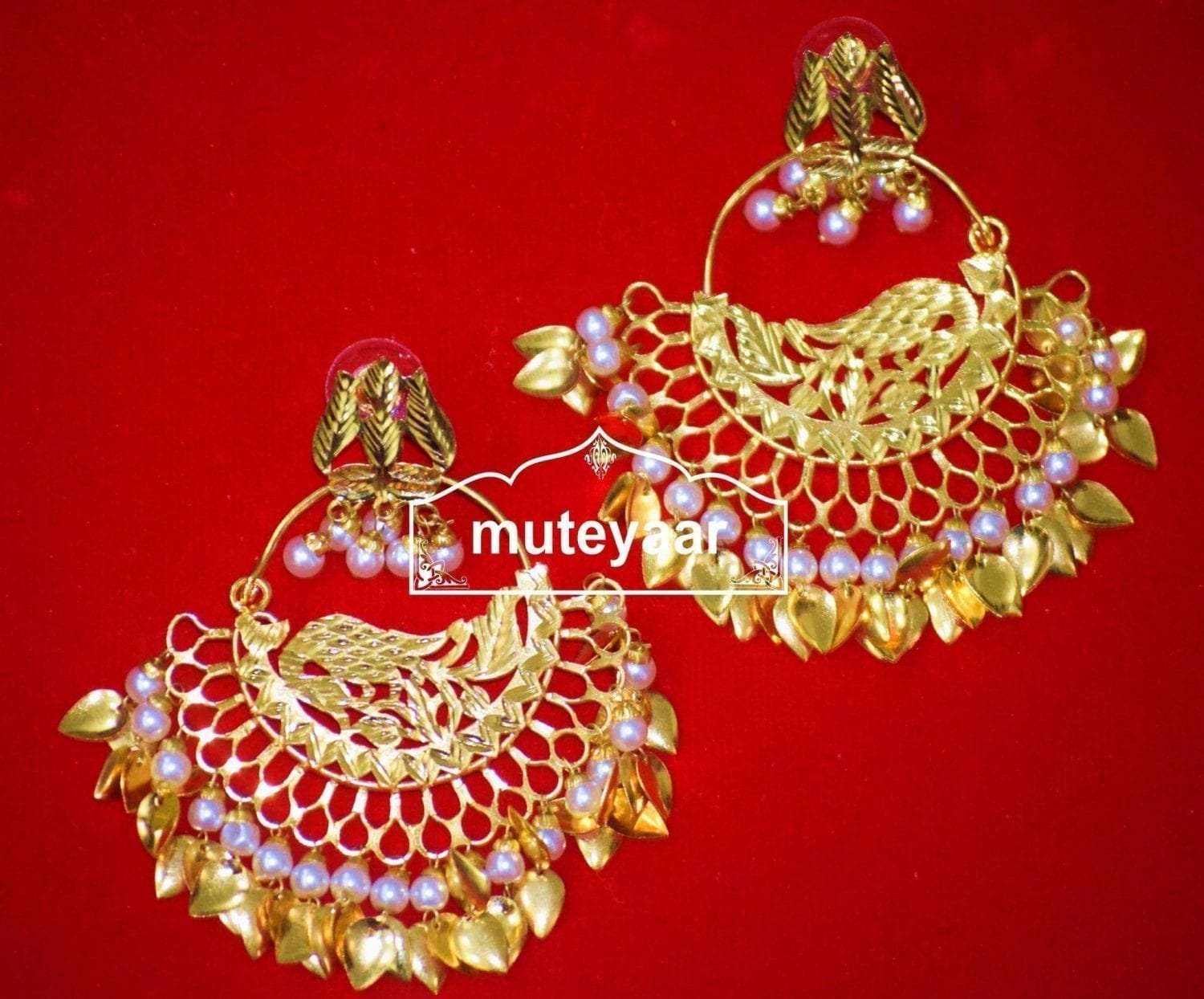 Hand Made Gold Plated Morni Design Traditional Punjabi Earrings Jhumka J0306 1
