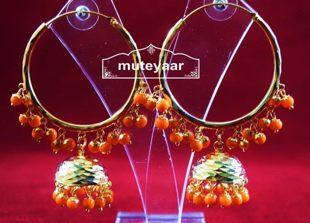 Gold Plated Punjabi Traditional Jewellery Earrings Bali set J0323 1