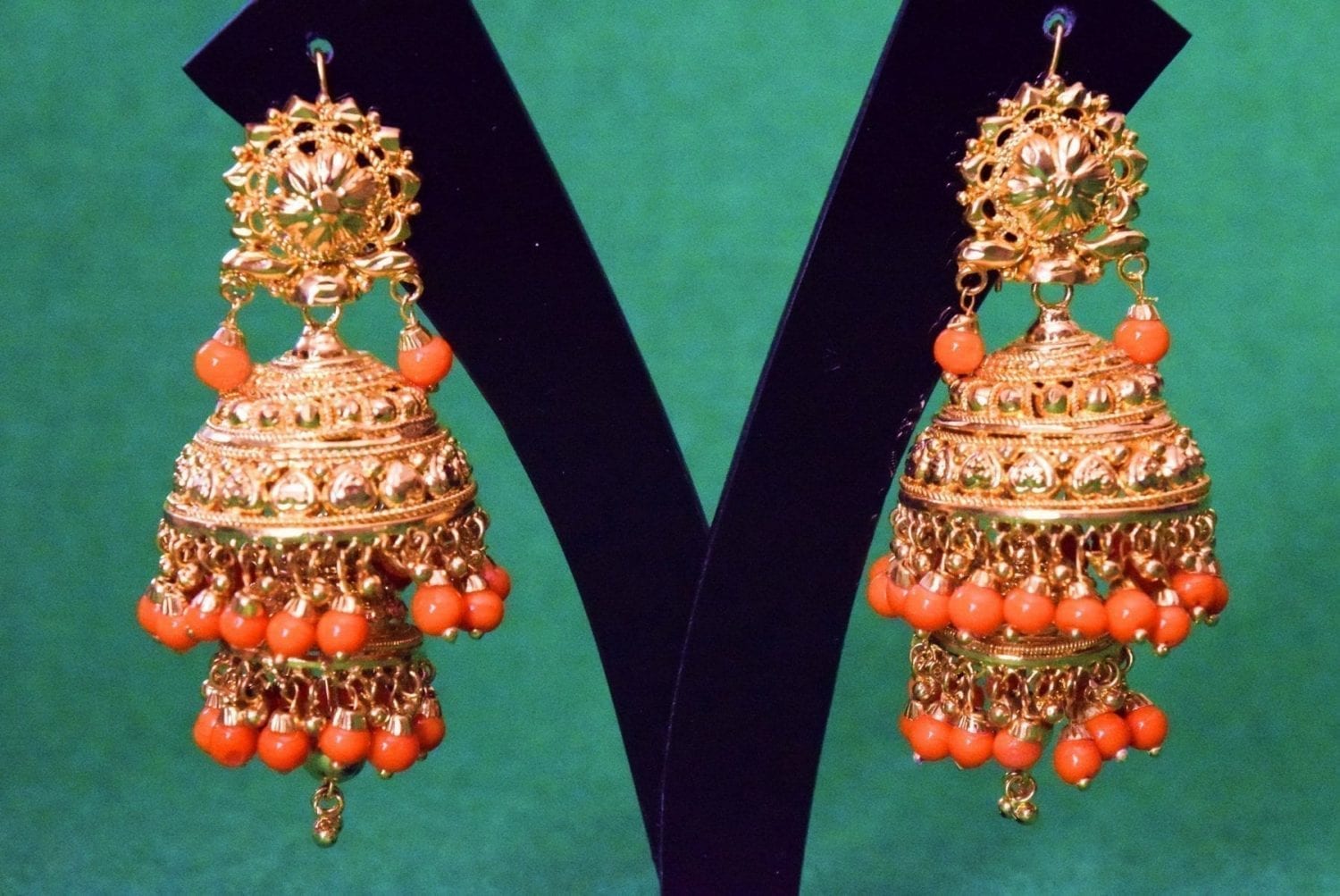 Gold Plated Punjabi Traditional Jewellery Earrings Jhmki Dangles J0357 1