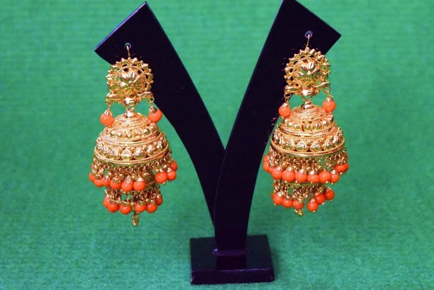 Gold Plated Punjabi Traditional Jewellery Earrings Jhmki Dangles J0357 2