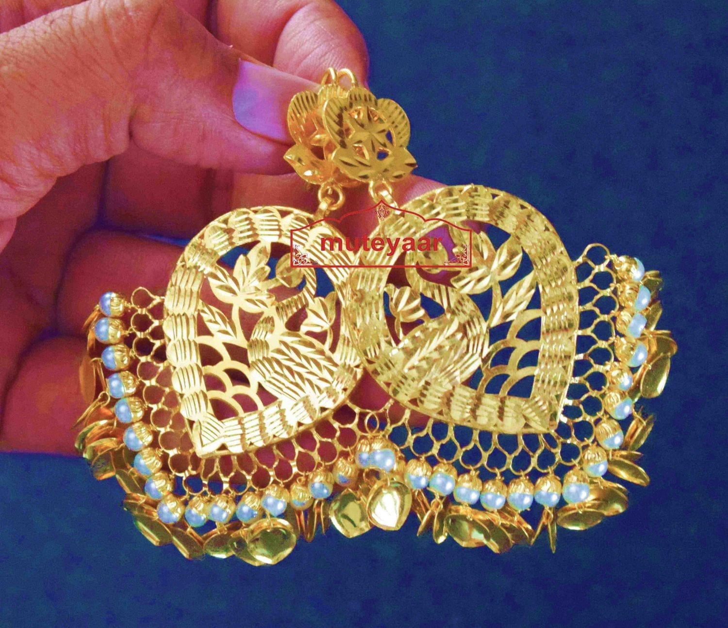 24 ct. Gold Plated Handmade Traditional Punjabi Duck Earrings Jhumka J0385 2