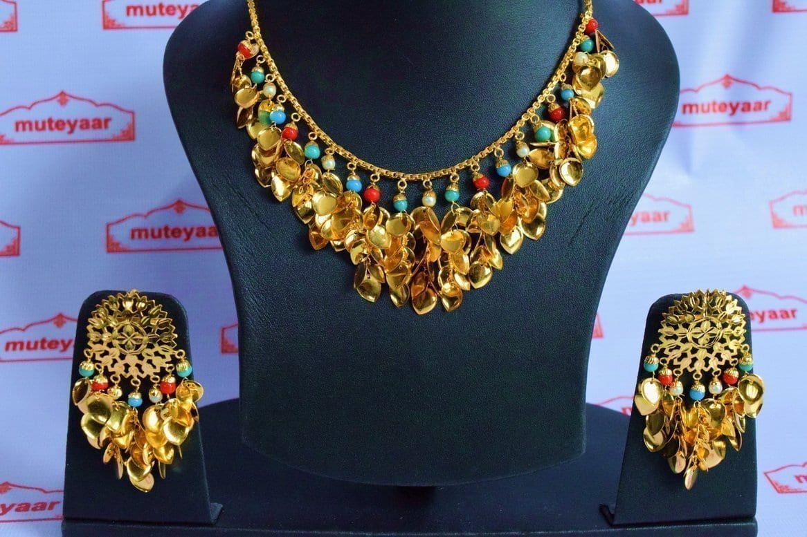 Traditional Punjabi Jewellery 24 Ct. Gold Plated Necklace Earrings set J0397 2