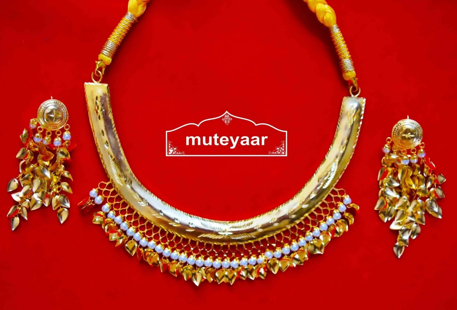 Traditional Punjabi Handmade Jwellery Hasli Necklace Earrings set J0412 1