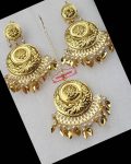 Gold Polished Punjabi Earrings Tikka set J0490