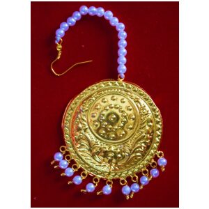 Golden Large Size Tikka Maang Teeka jewellery for giddha and bhangra J0117